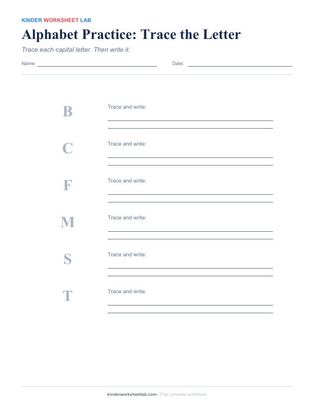 Alphabet Practice: Trace the Letter worksheet preview
