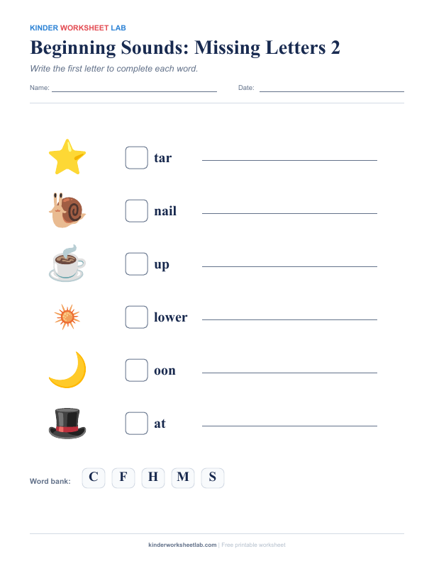 Beginning Sounds: M and S worksheet preview