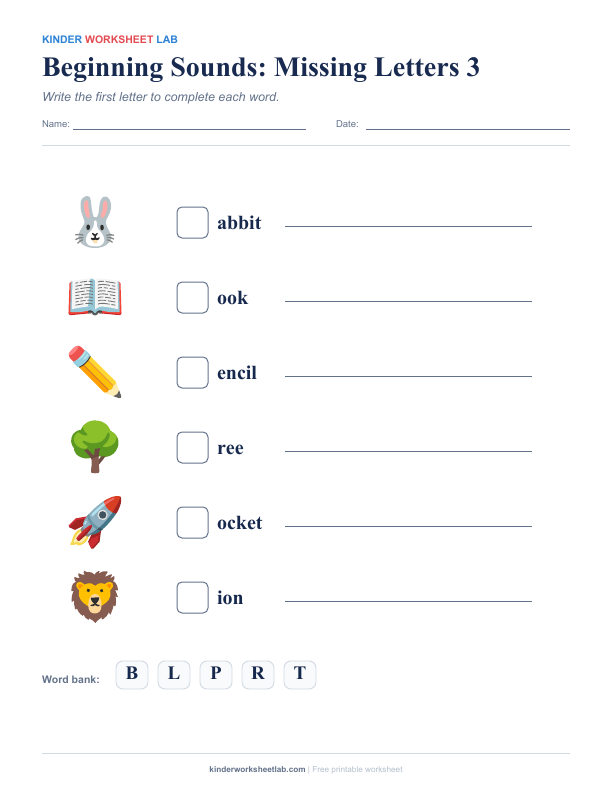Beginning Sounds: Review worksheet preview