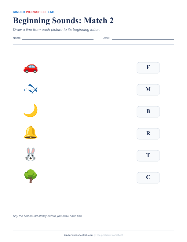 Beginning Sounds: Match 2 worksheet preview