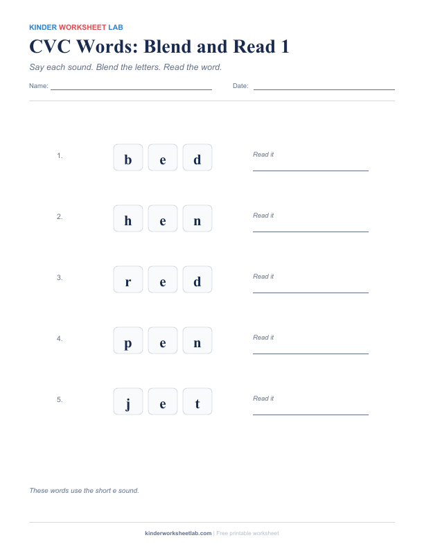 CVC Words: Blend and Read 1 worksheet preview