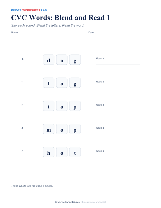 CVC Words: Blend and Read 1 worksheet preview