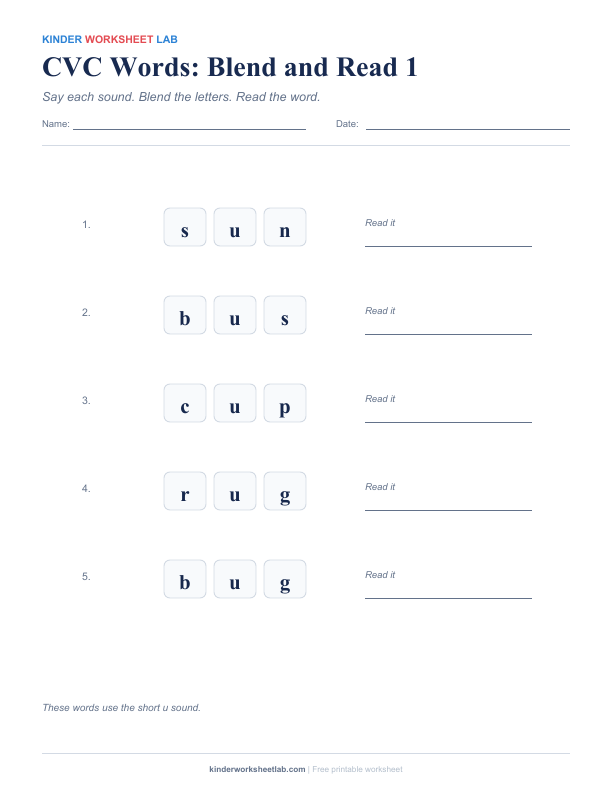 CVC Words: Blend and Read 1 worksheet preview