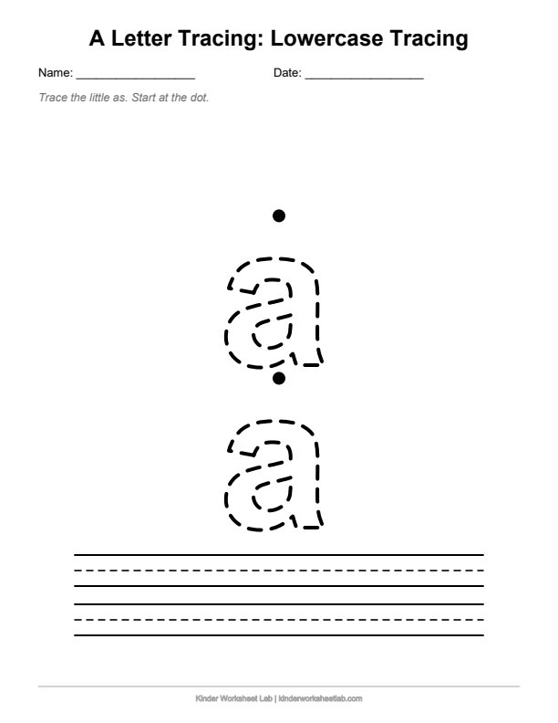 Lowercase a Tracing worksheet preview