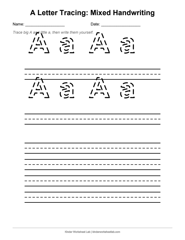 Mixed Handwriting Practice: Aa worksheet preview