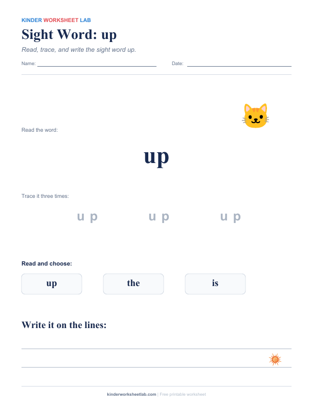 Sight Word: up worksheet preview