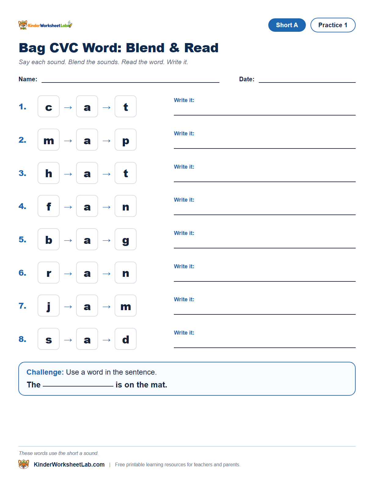 Word Sort — Bag CVC Worksheet preview