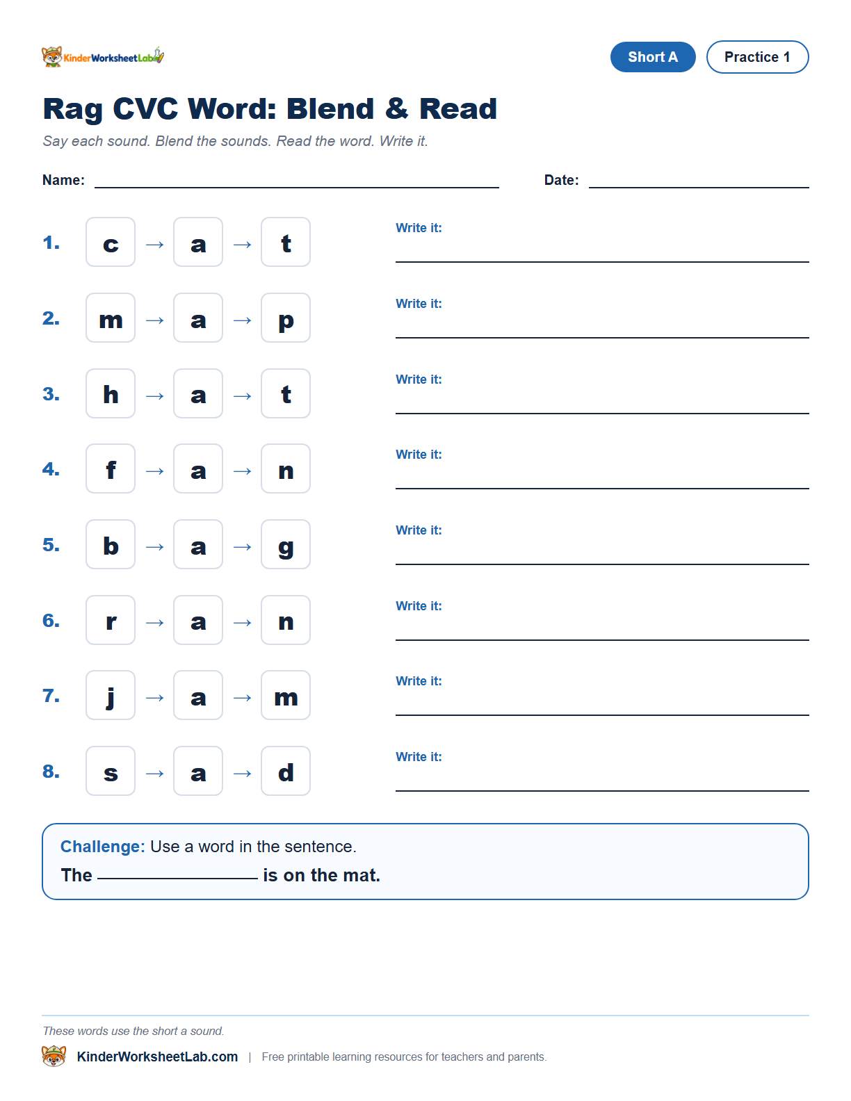 Word Sort — Rag CVC Worksheet worksheet preview