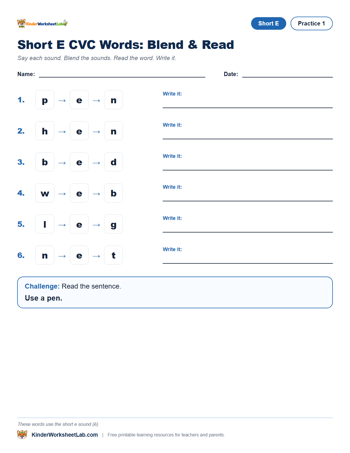 Pen CVC worksheet preview