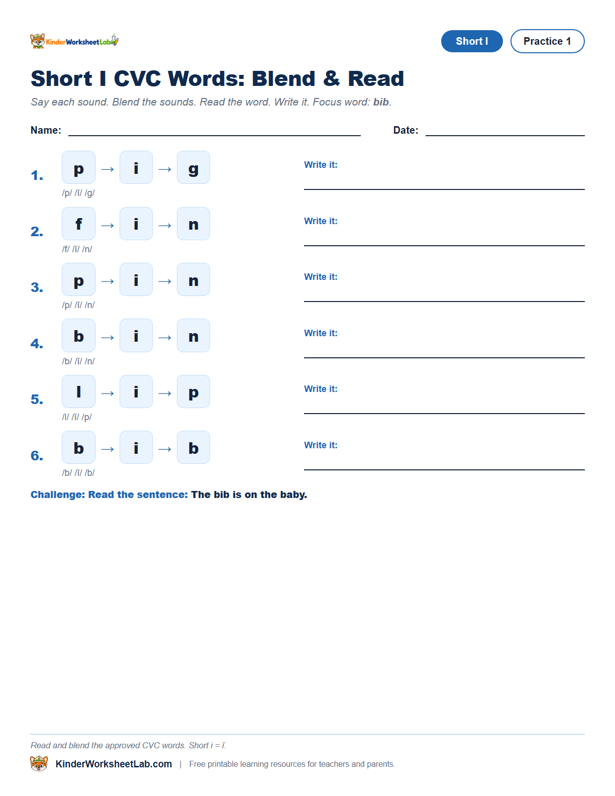 Word Sort — Bib CVC Worksheet worksheet preview